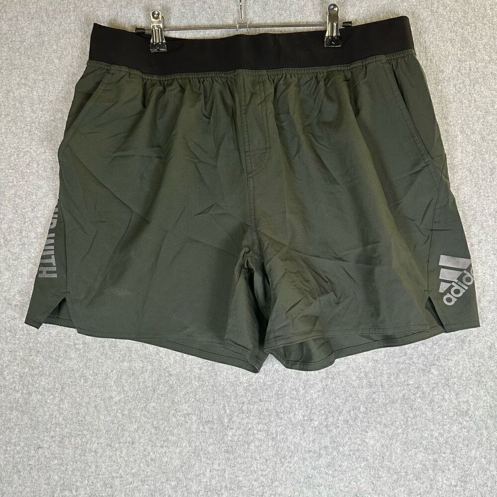 Adidas Mens Size XL Athletic Shorts Gray Stretchy Elastic Waist Pockets